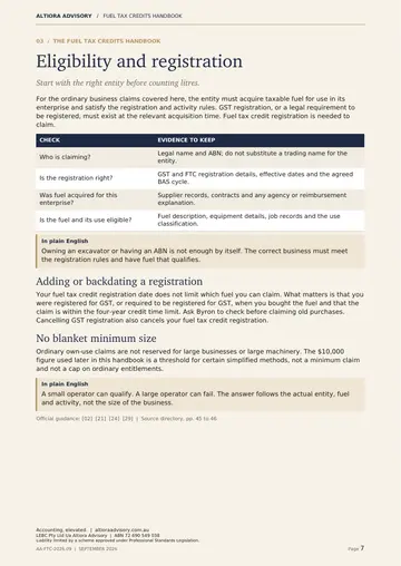 Fuel Tax Credits Made Clear, page 7